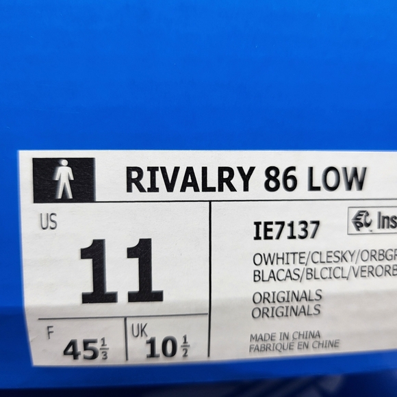 New Adidas Rivalry Low 86 'Off White Clear Sky Pony-Hair' Men's Shoes Size 11 - Picture 8 of 8